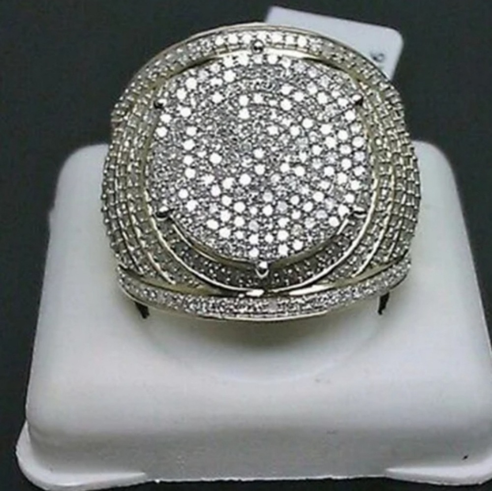 Ladies stimulated diamond gold plated dinner ring